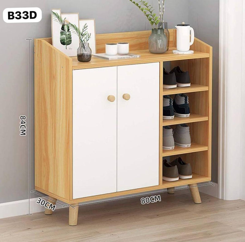 Meuble de rangement à chaussures en bois – 80×30×84 cm | Design moderne avec étagères ouvertes et portes, livraison gratuite à dakar