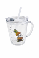 Verre transparent avec paille et couvercle