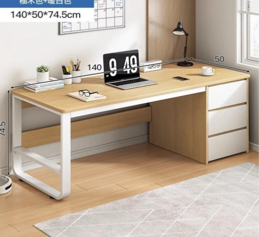 Bureau moderne en bois et métal – 140×50×74,5 cm avec tiroirs de rangement, livraison gratuite à dakar