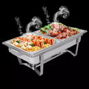 Chafing Dish - Chauffe-Plats avec Bac à Eau Couvercle 2 Supports Combustible en Acier Inoxydable - Boum market