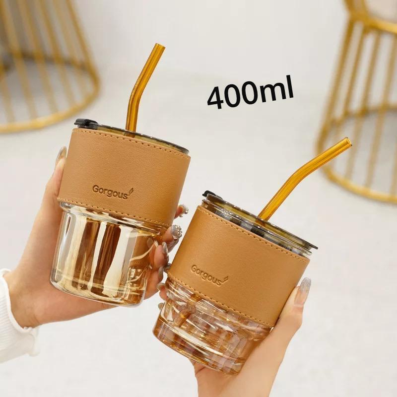 Tasse en verre avec paille 400 ml