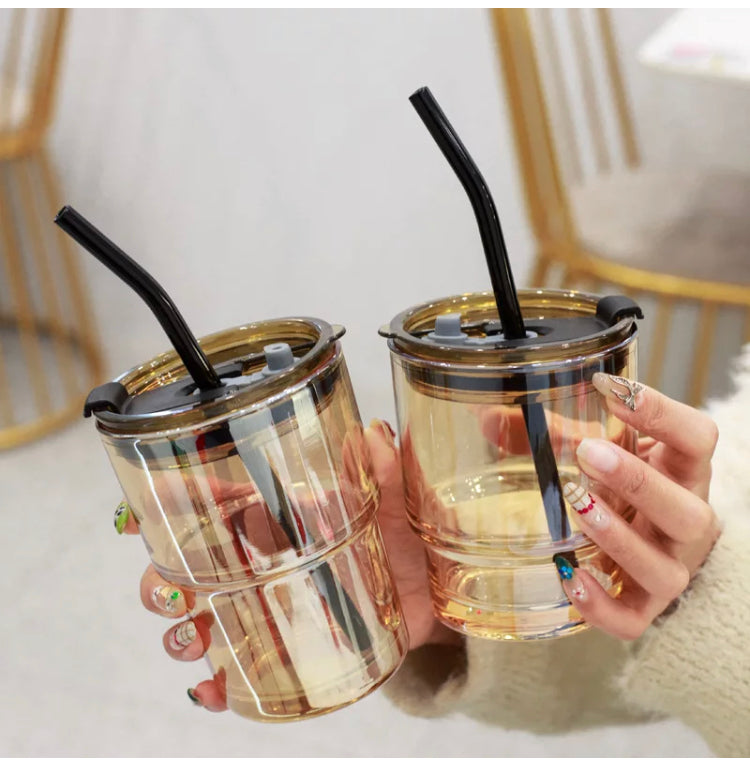 Tasse en verre avec paille 400 ml - Boummarket