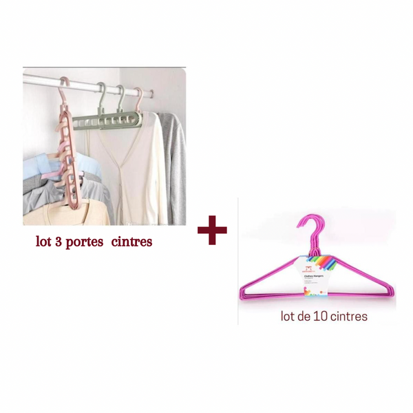 Lot de 3 portes cintres + 10 cintres - Boummarket
