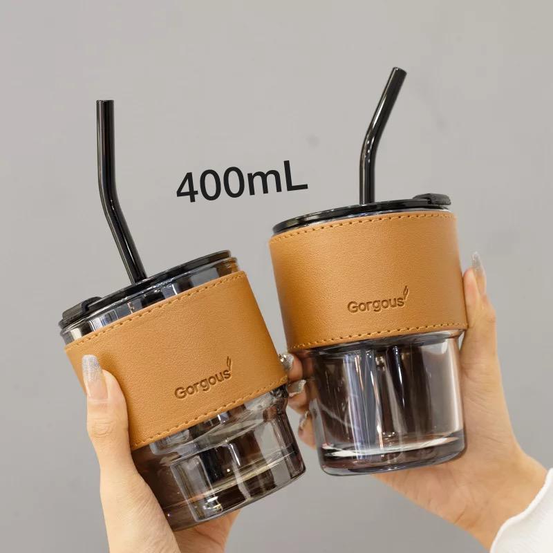 Tasse en verre avec paille 400 ml - Boummarket
