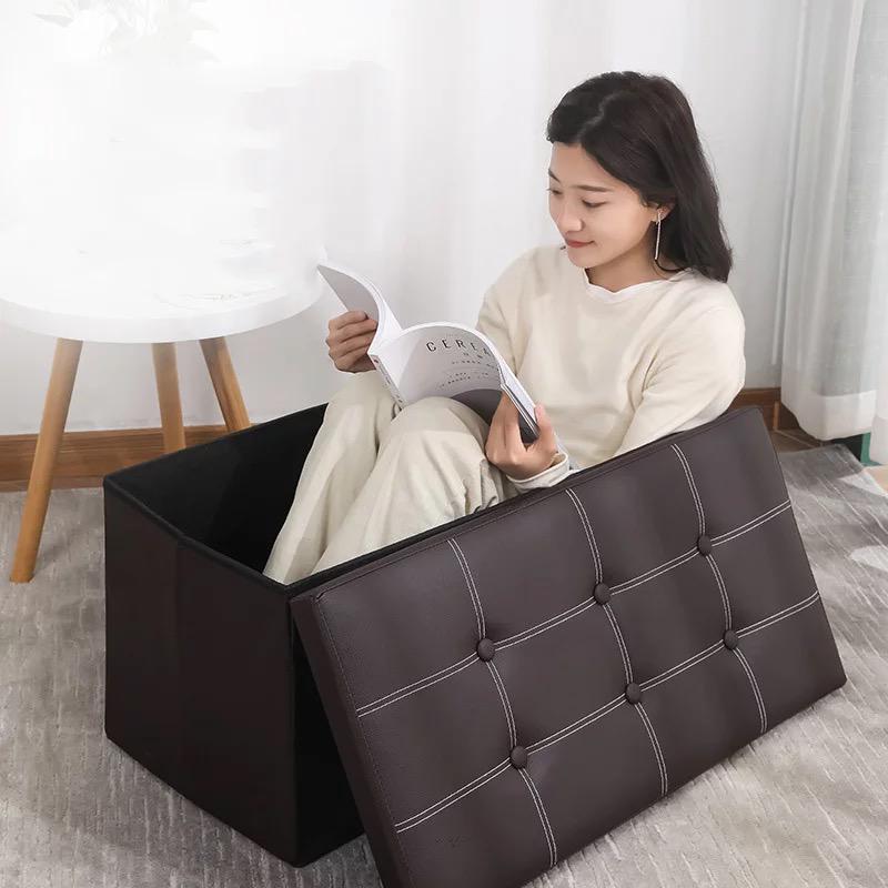 Pouf de rangement de 2 places