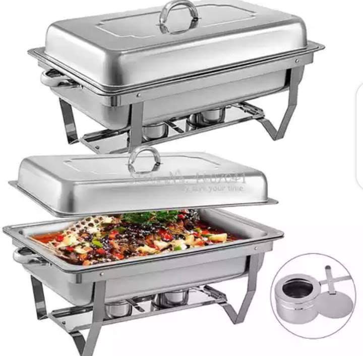 Chafing Dish - Chauffe-Plats avec Bac à Eau Couvercle 2 Supports Combustible en Acier Inoxydable - Boum market