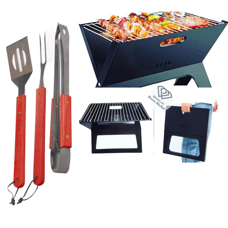Barbecue Charcoal Grill plus Kit ustensiles pour barbecue