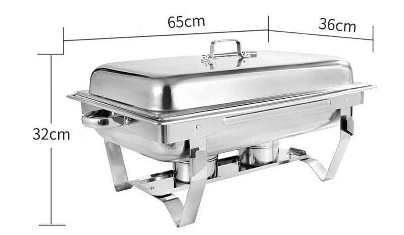 Chafing Dish - Chauffe-Plats avec Bac à Eau Couvercle 2 Supports Combustible en Acier Inoxydable - Boum market