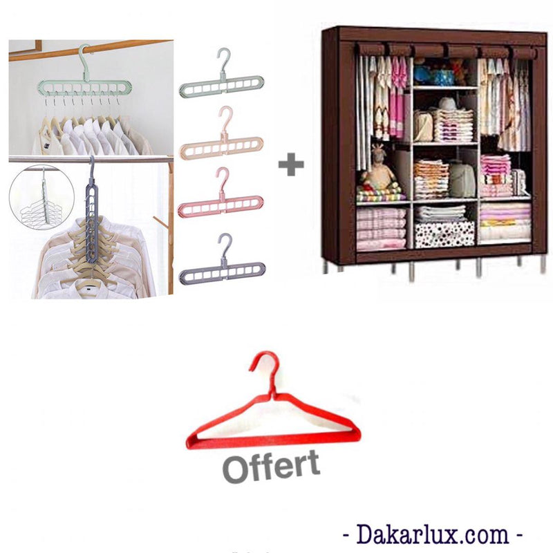 Armoire Penderie 3 Battants plus porte cintre plus lot de 10 cintres offert - Dakar Lux