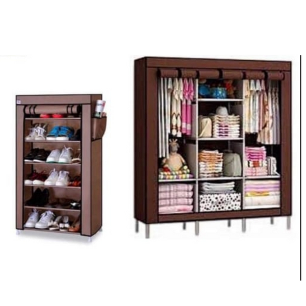 Pack armoire 3 battants plus range chaussure 5 étagere - Boummarket